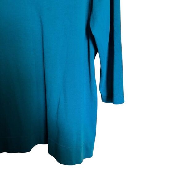 LL Bean Top Womens 2X Green Supima Cotton Split Neck Blouse - Picture 2 of 8